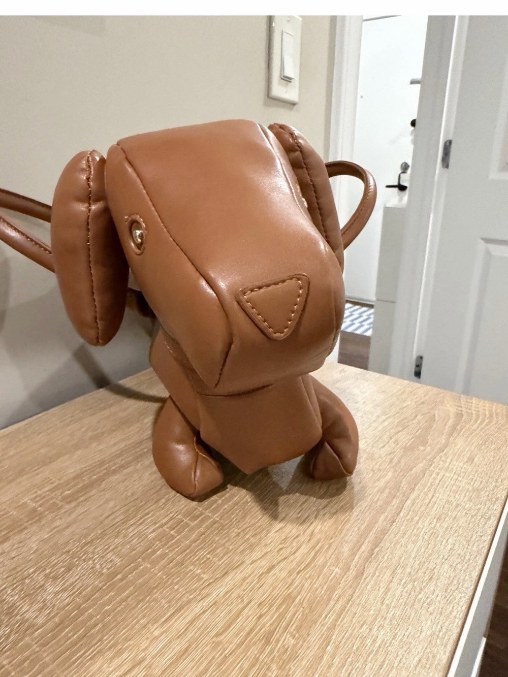 Novelty Dog-Shaped Mini Crossbody Bag in Tan